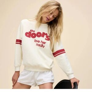 Daydreamer The Doors Cream and Red Graphic Sweater